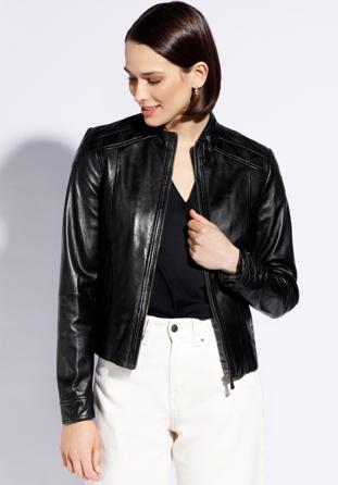 Damenjacke aus Leder mit Schulternähten, schwarz, 96-09-800-1-XL, Bild 1
