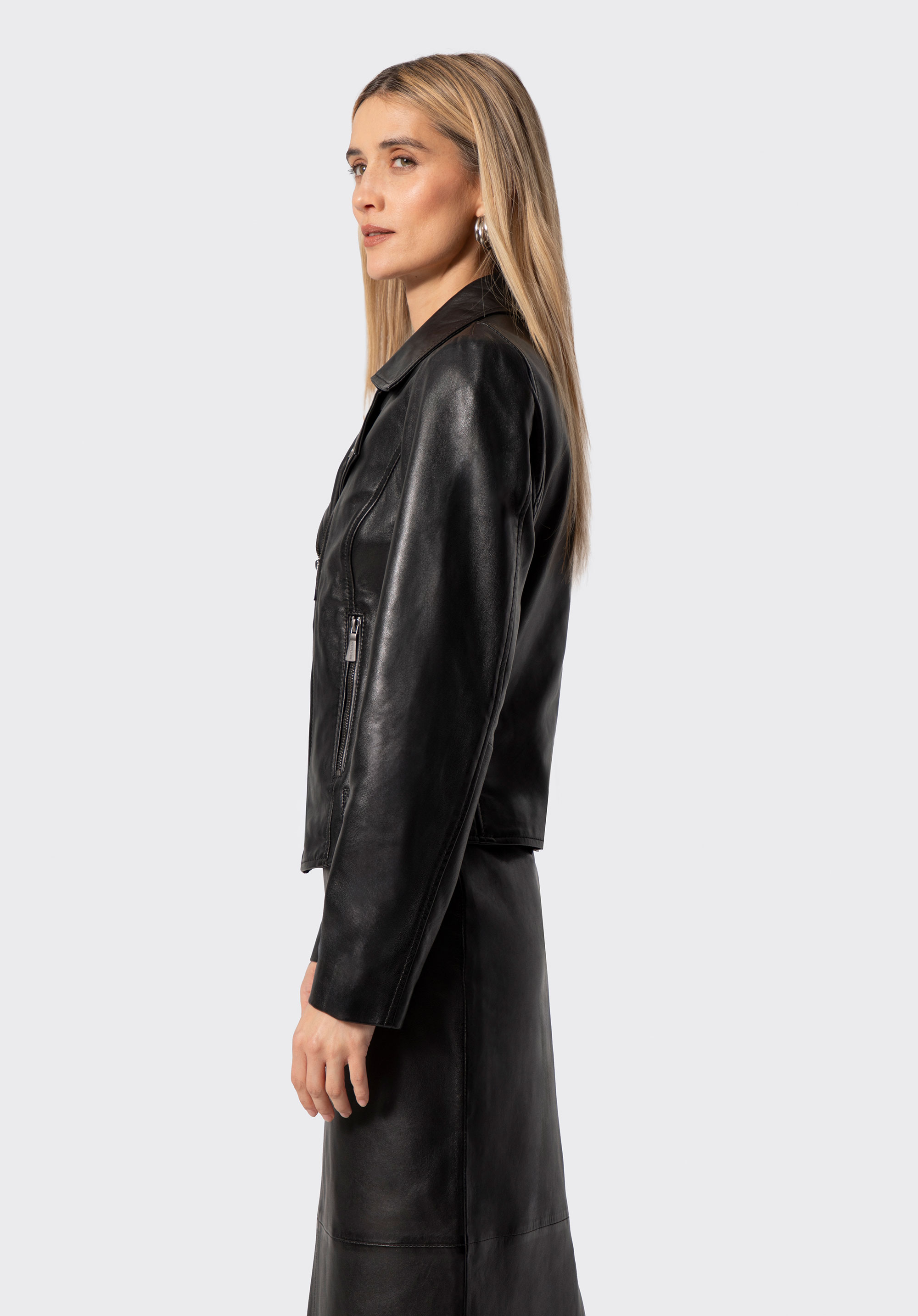 Damenjacke aus natürlichem Schafsleder, schwarz, 102-09-400-1-M, Bild 1