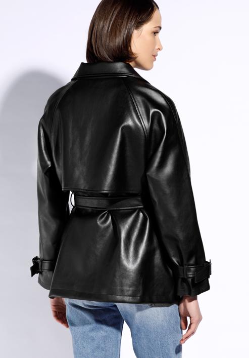 Damenjacke aus Öko-Leder mit Gürtel, schwarz, 96-9P-104-5-XL, Bild 4