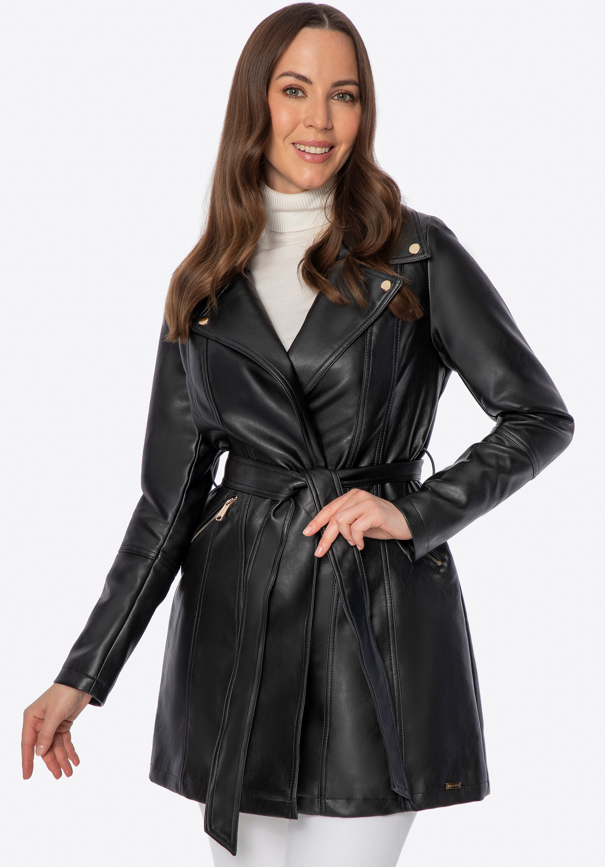 Damenmantel aus Kunstleder, schwarz, 100-9P-101-1-2XL, Bild 1