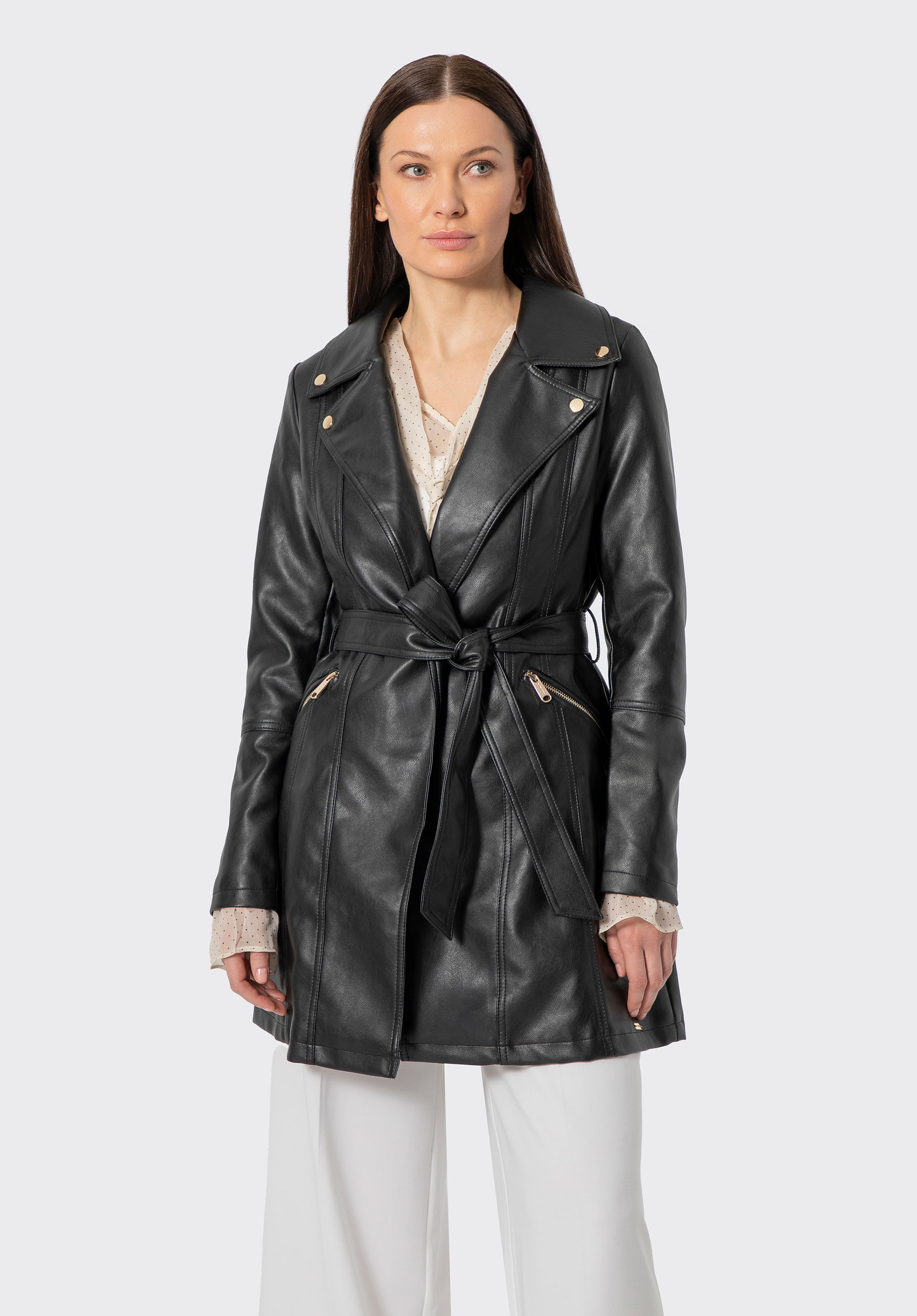 Damenmantel aus Kunstleder, schwarz, 100-9P-101-1-XL, Bild 1