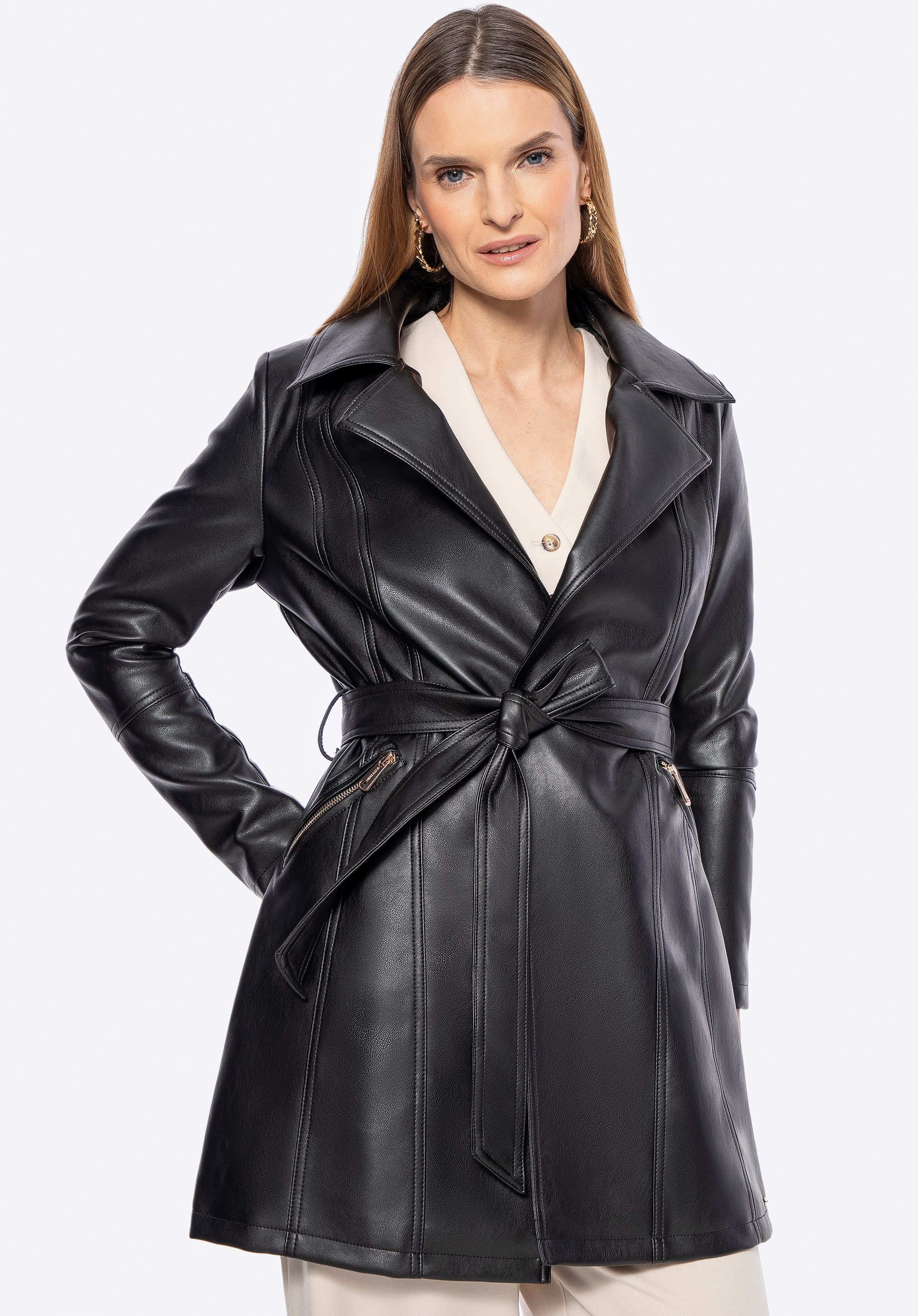 Damenmantel aus Kunstleder, schwarz, 100-9P-101-1-M, Bild 1