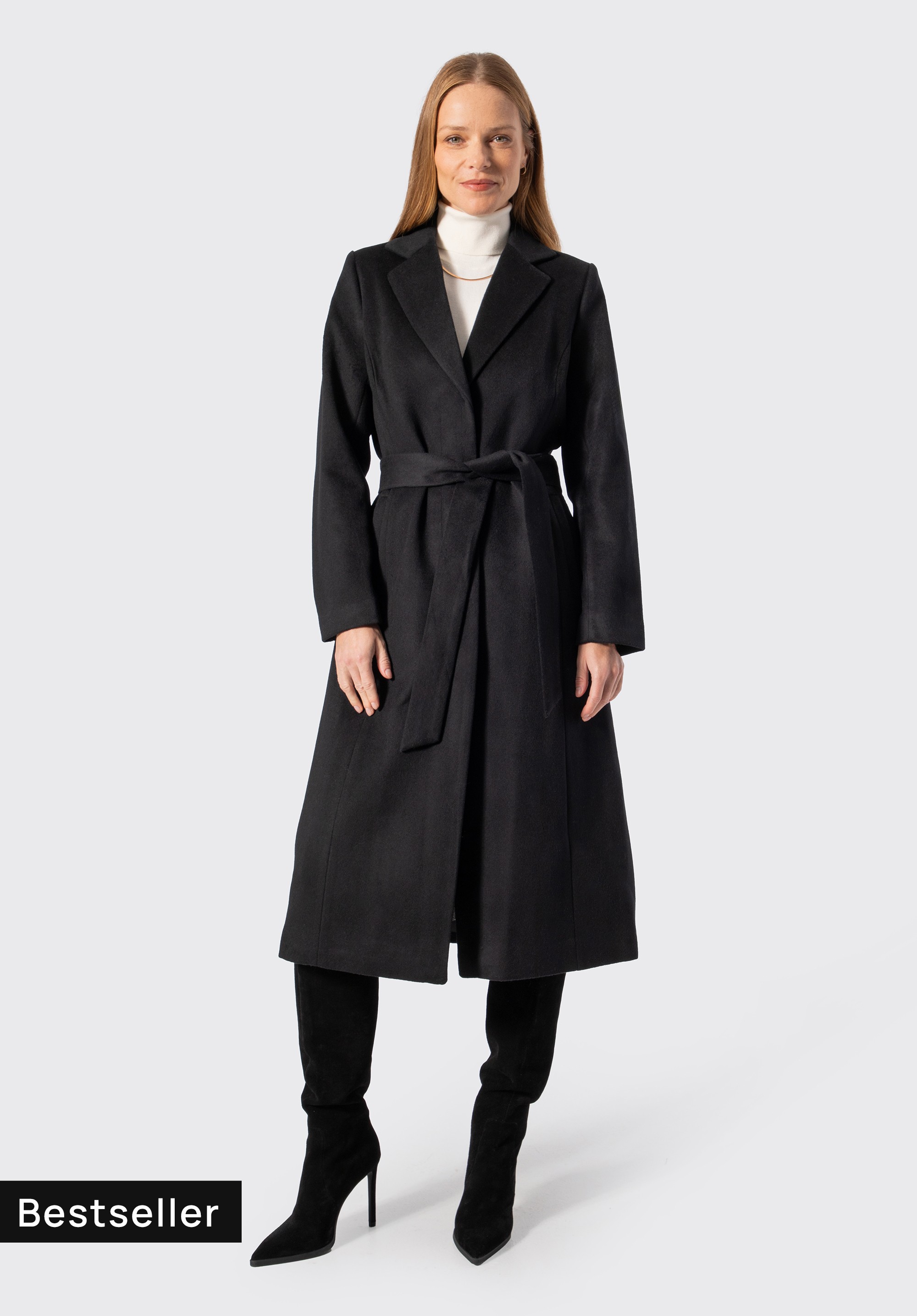 Damenmantel aus Wolle und Kaschmir, schwarz, 103-9W-700-1-M, Bild 1
