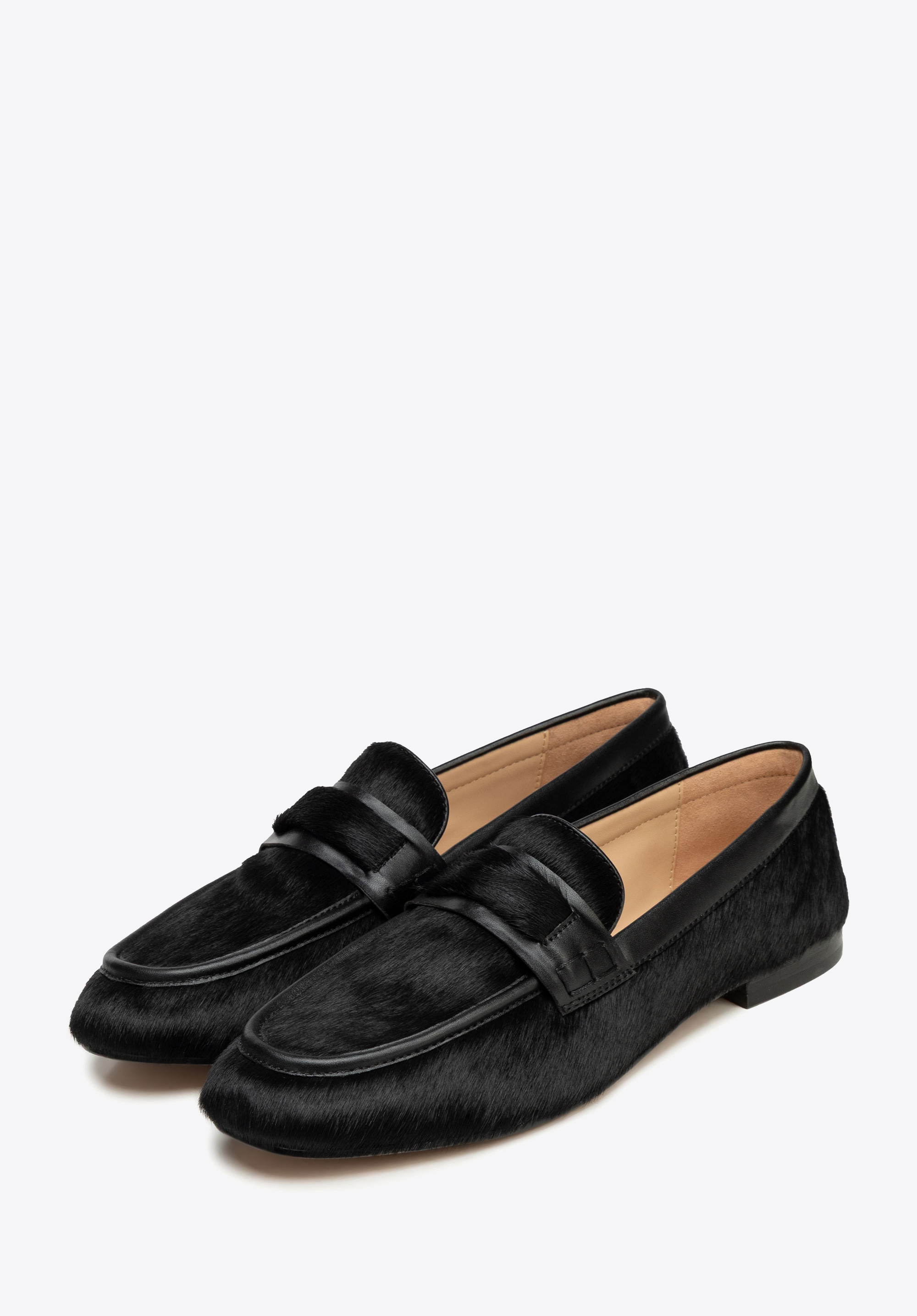 Damenmokassins aus Naturleder mit Fell, schwarz, 102-D-350-1-37, Bild 1