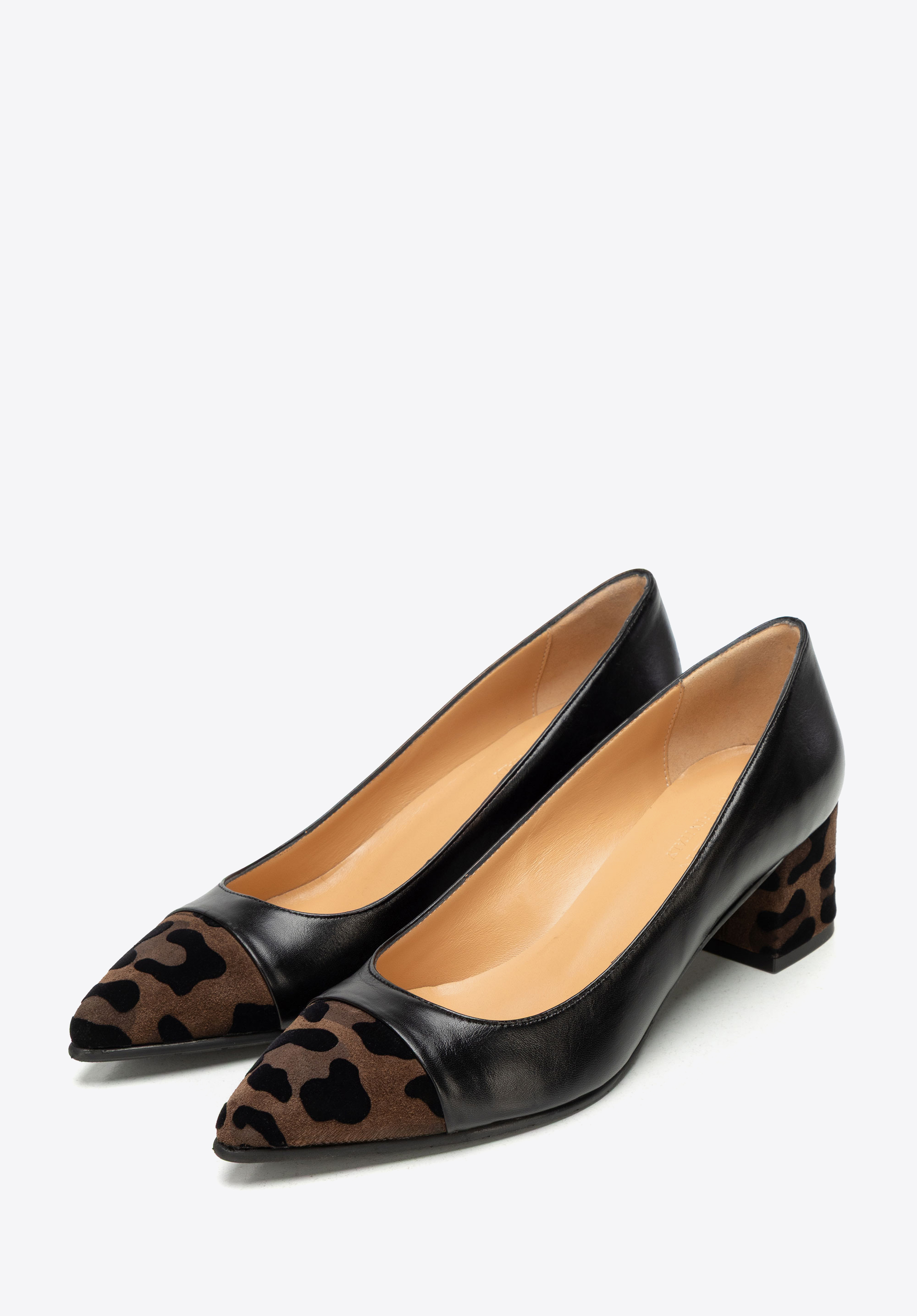 Damen Lederpumps mit Leopardenmuster, schwarz, 101-D-103-1-39, Bild 1