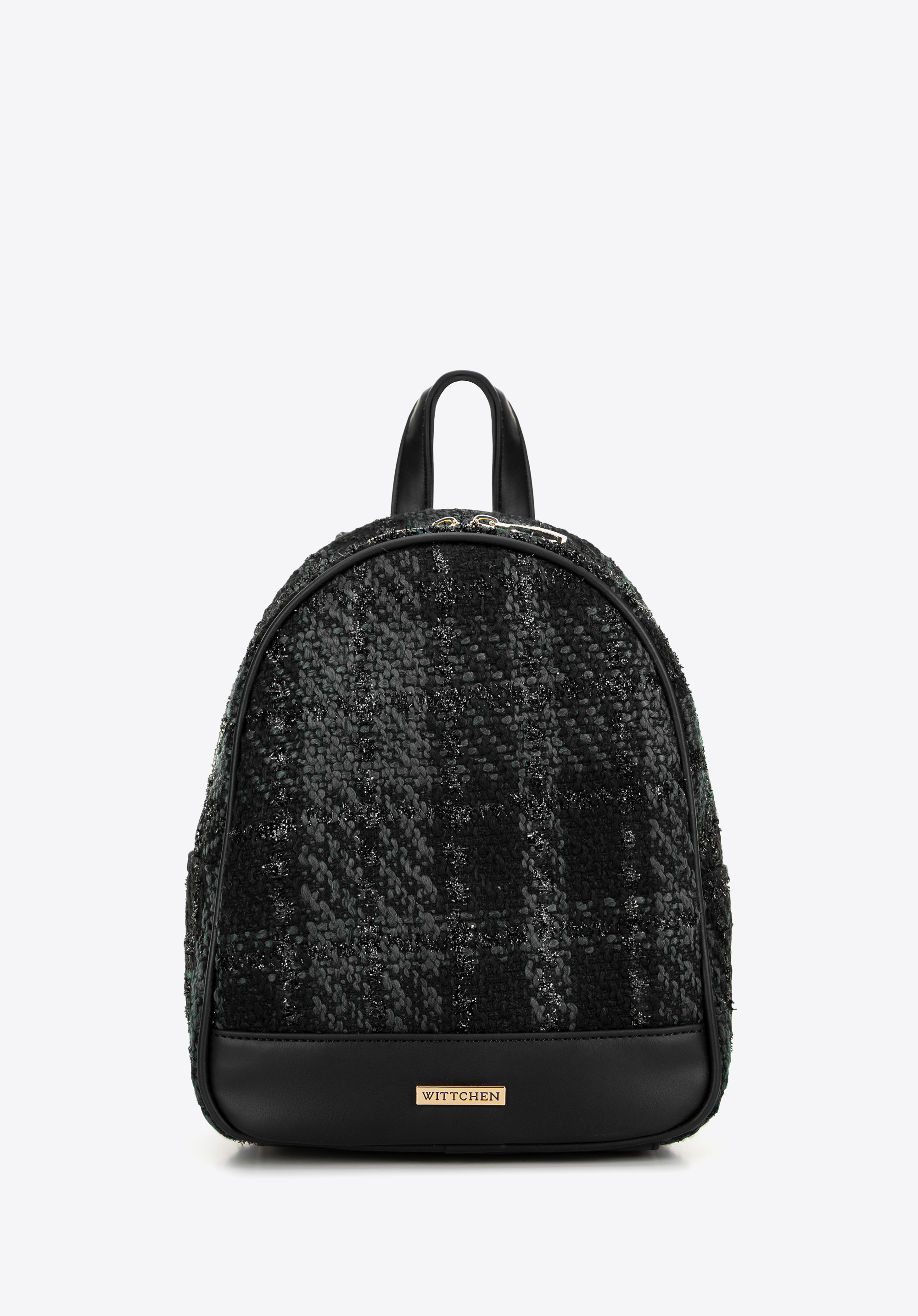 Damenrucksack aus Bouclé-Stoff schwarz, schwarz, 99-4Y-406-1, Bild 1