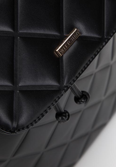 Damenrucksack aus geometrisch gestepptem Öko-Leder, schwarz, 97-4Y-611-1, Bild 4