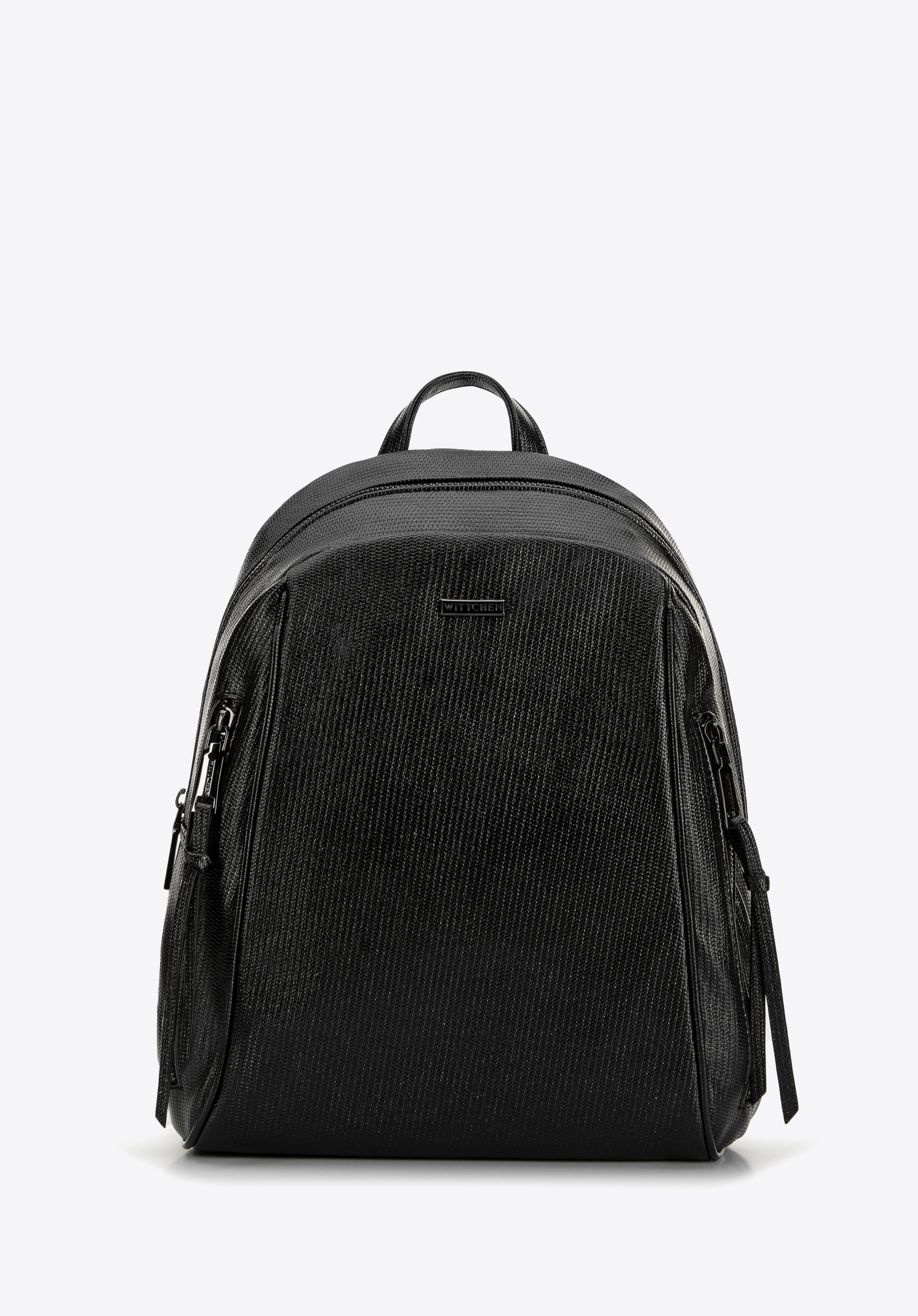 Damenrucksack aus glänzendem Öko-Leder, schwarz, 99-4Y-713-1, Bild 1