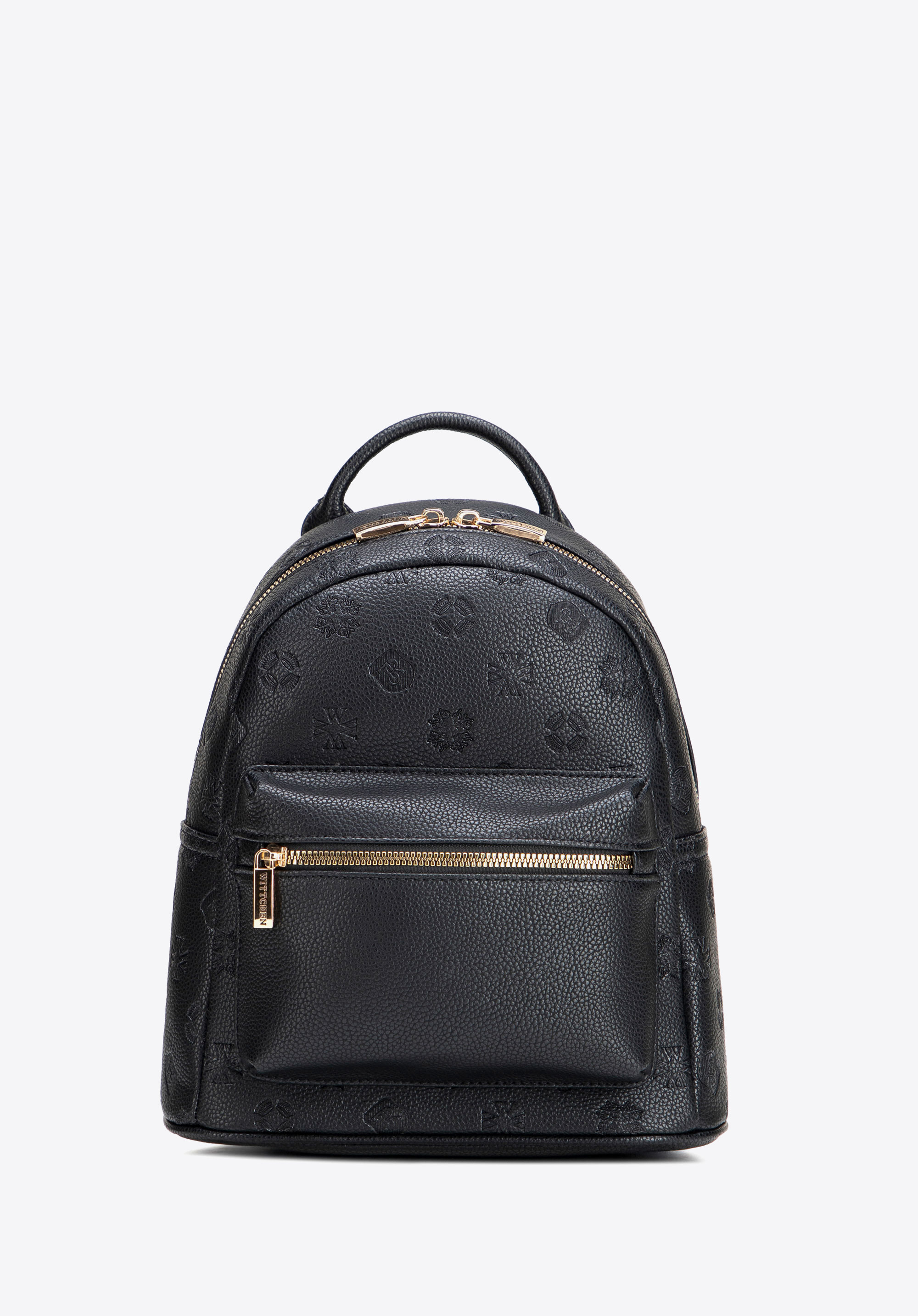 Damenrucksack aus Kunstleder mit Prägung, schwarz, 101-4Y-P09-1, Bild 1