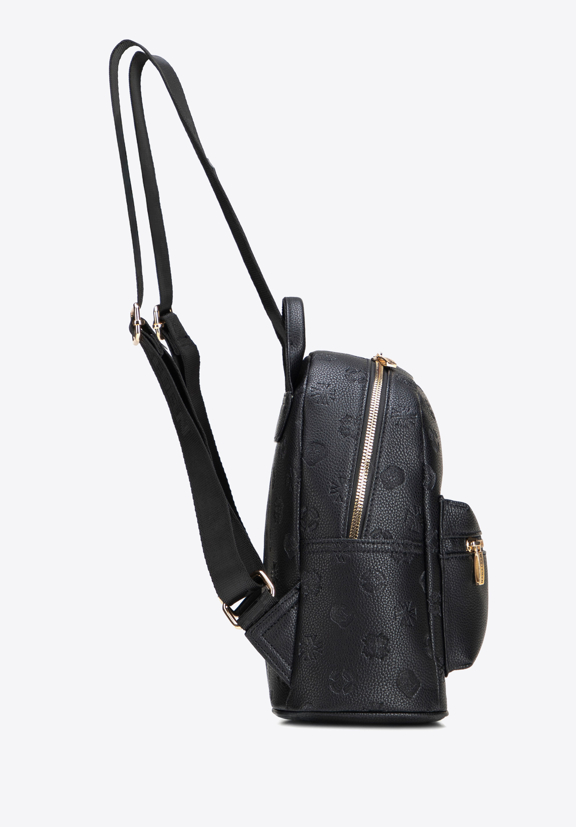 Damenrucksack aus Kunstleder mit Prägung, schwarz, 101-4Y-P09-1, Bild 1