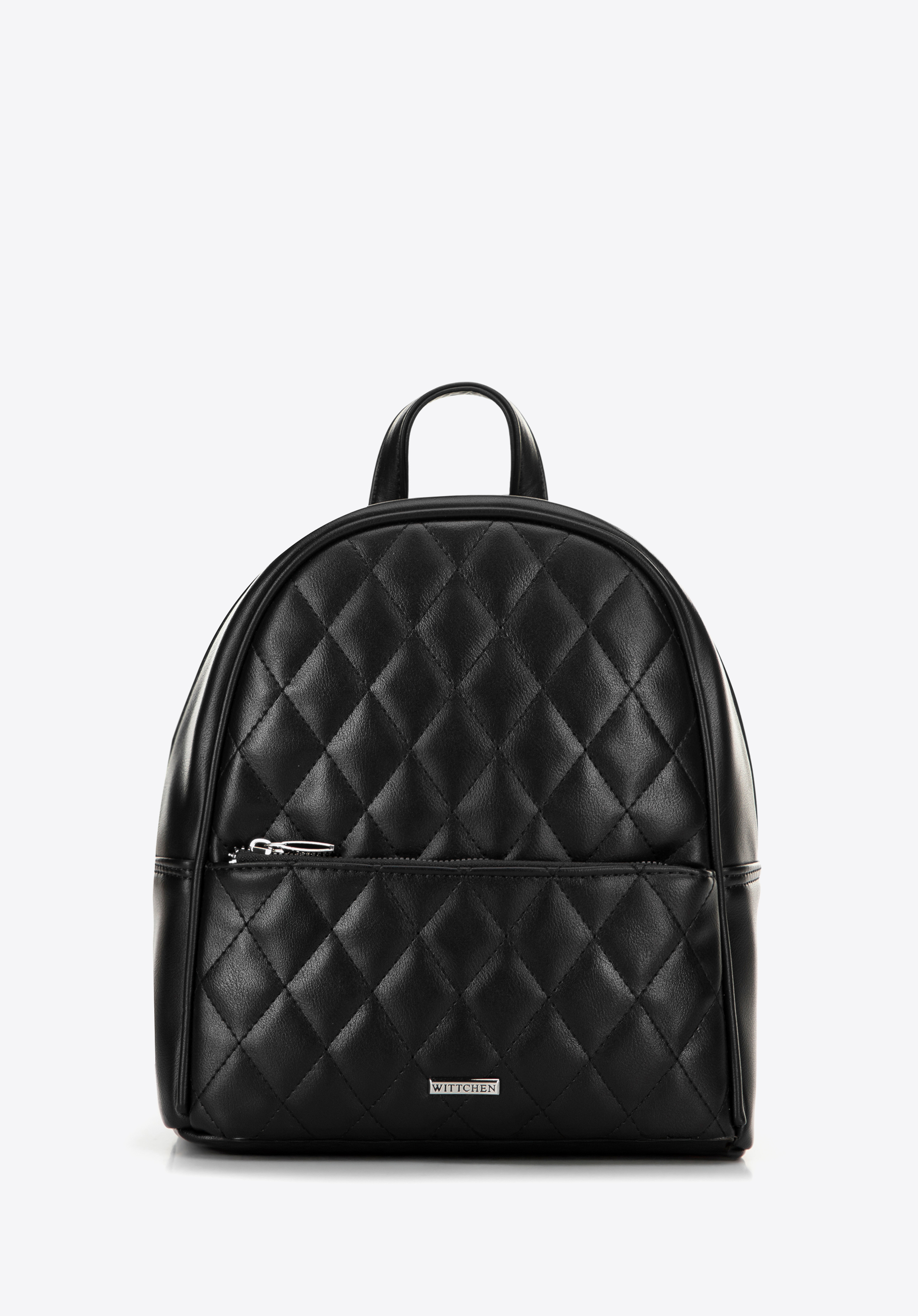 Damenrucksack aus Öko-Leder mit Nähten, schwarz, 100-4Y-228-1, Bild 1