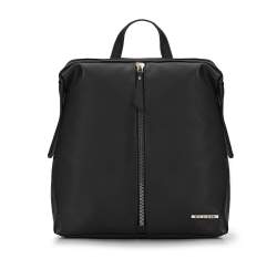 Damenrucksack mit Fronttasche und Reißverschluss, schwarz, 93-4Y-913-1, Bild 1