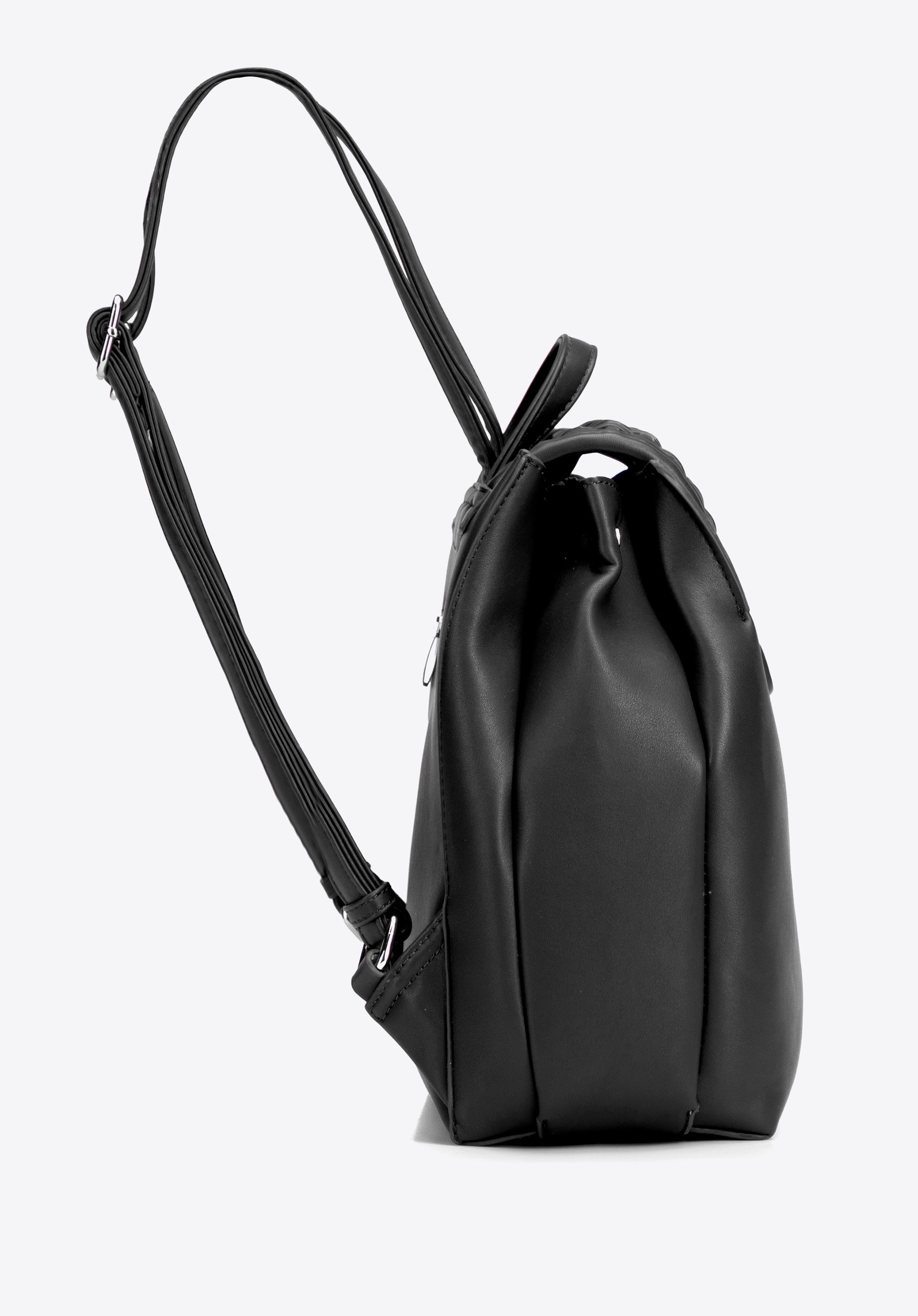 Damenrucksack mit gewebter Klappe, schwarz, 94-4Y-609-1, Bild 1