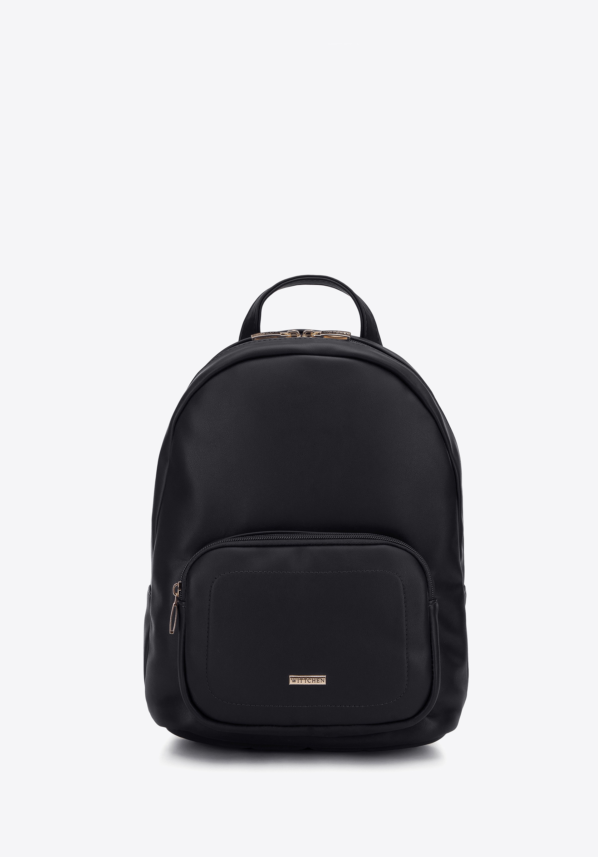 Damenrucksack mit verbrämten Tasche, schwarz, 95-4Y-518-1, Bild 1
