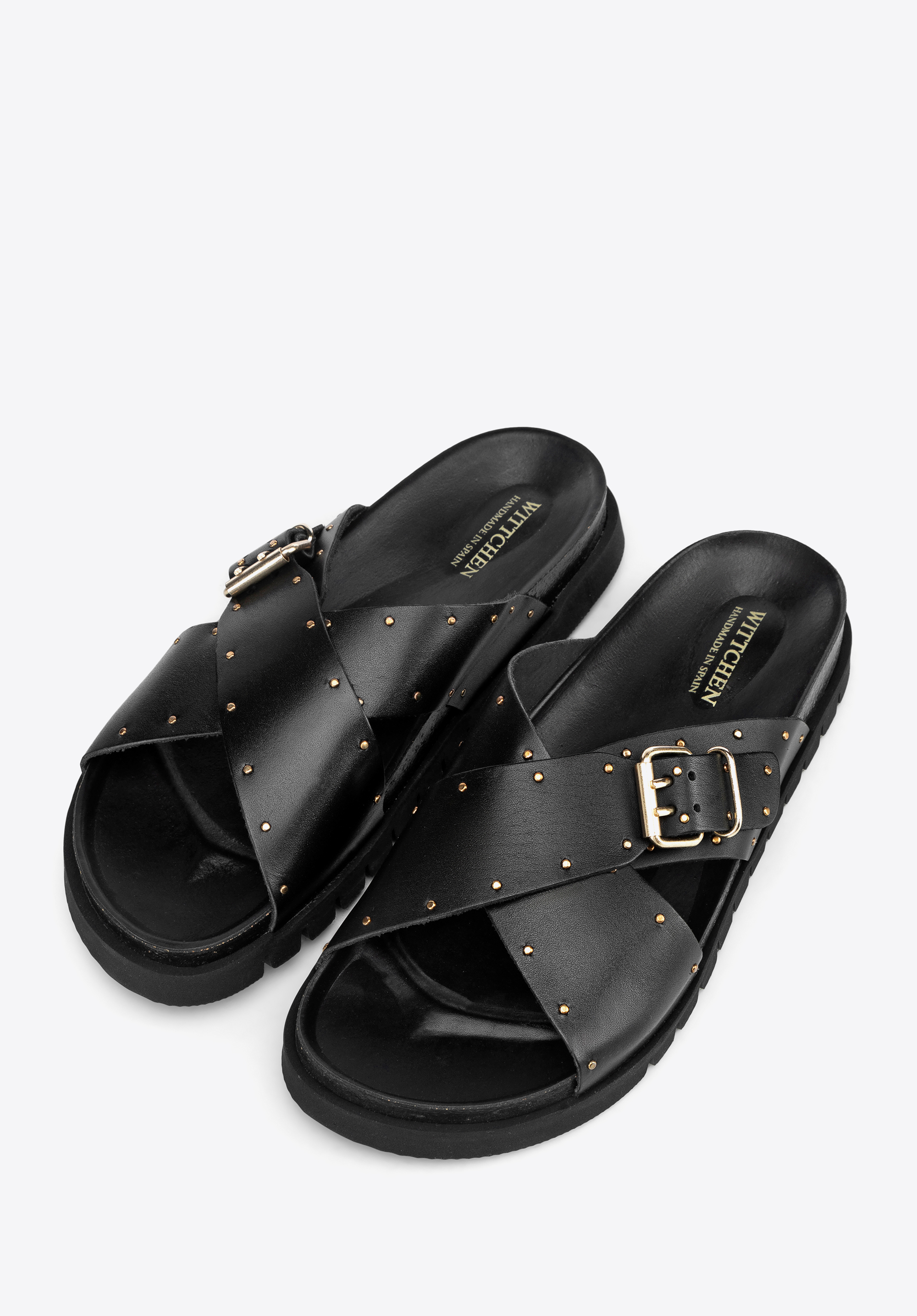 Damensandalen aus Leder mit gekreuzten Riemen, schwarz, 100-D-554-1-35, Bild 1