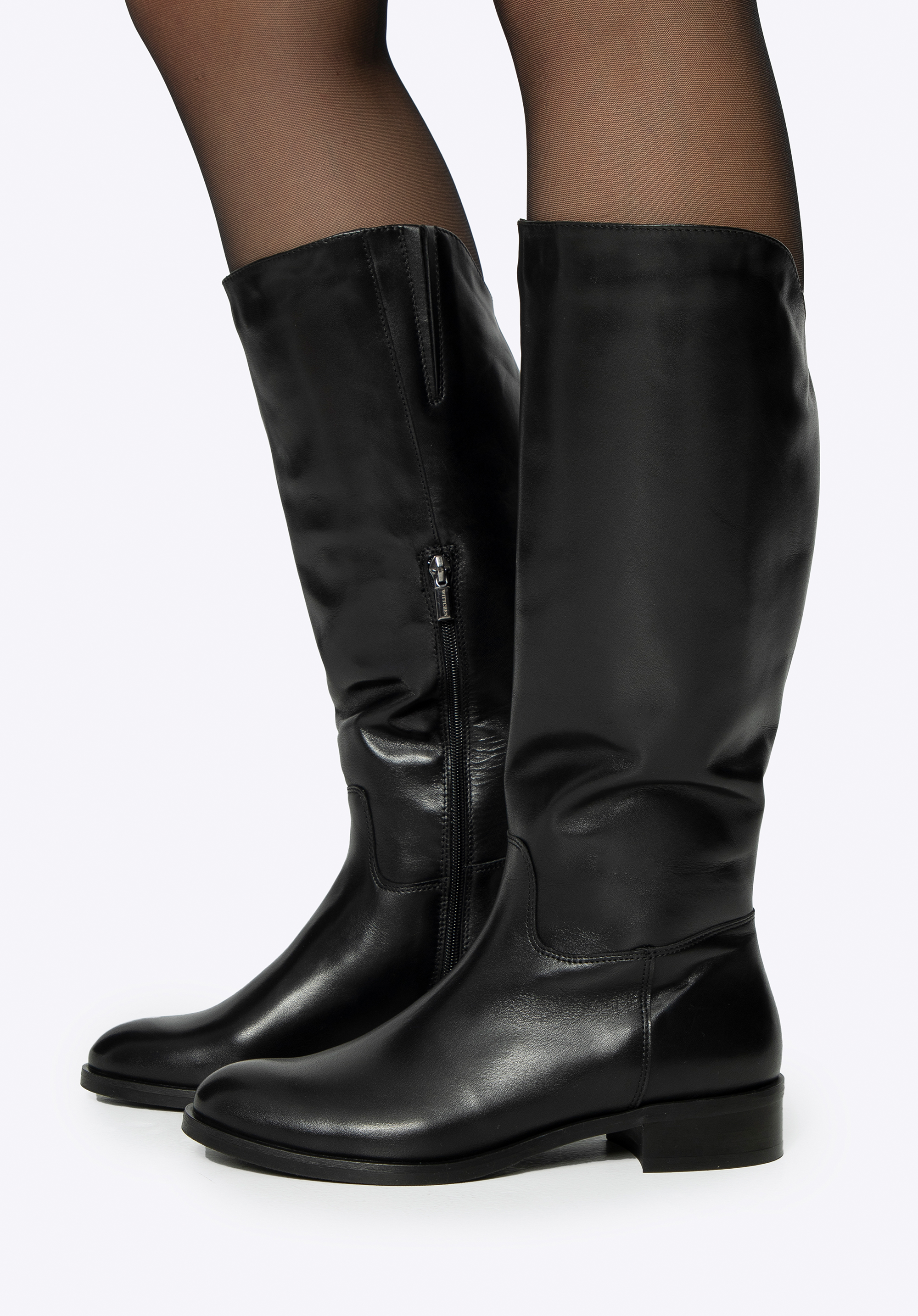 Damenstiefel aus Leder mit breitem Schaft, schwarz, BD-B-816-1-39, Bild 1