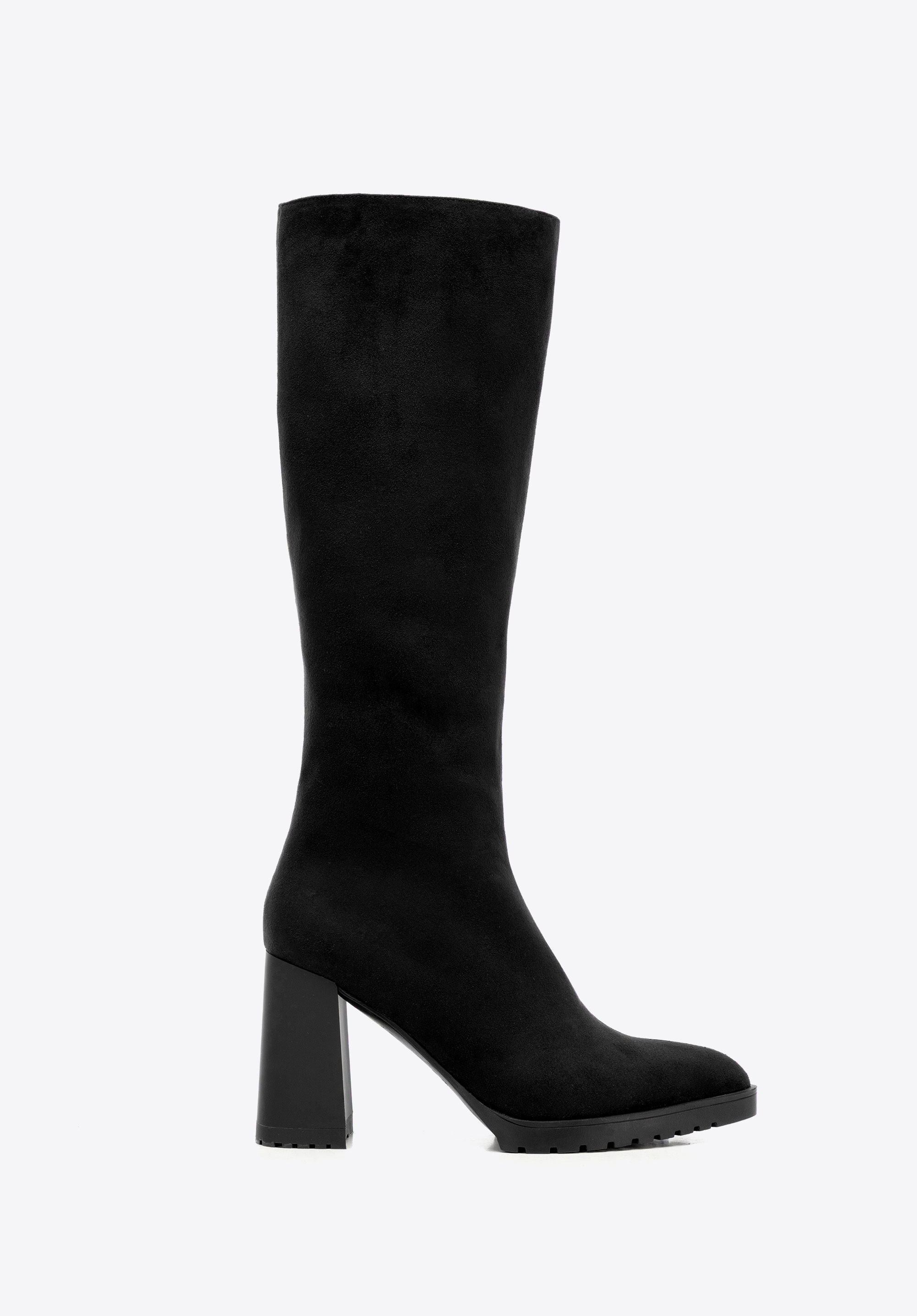 Damenstiefel mit Blockabsatz in Wildlederoptik, schwarz, 101-D-950-1-36, Bild 1