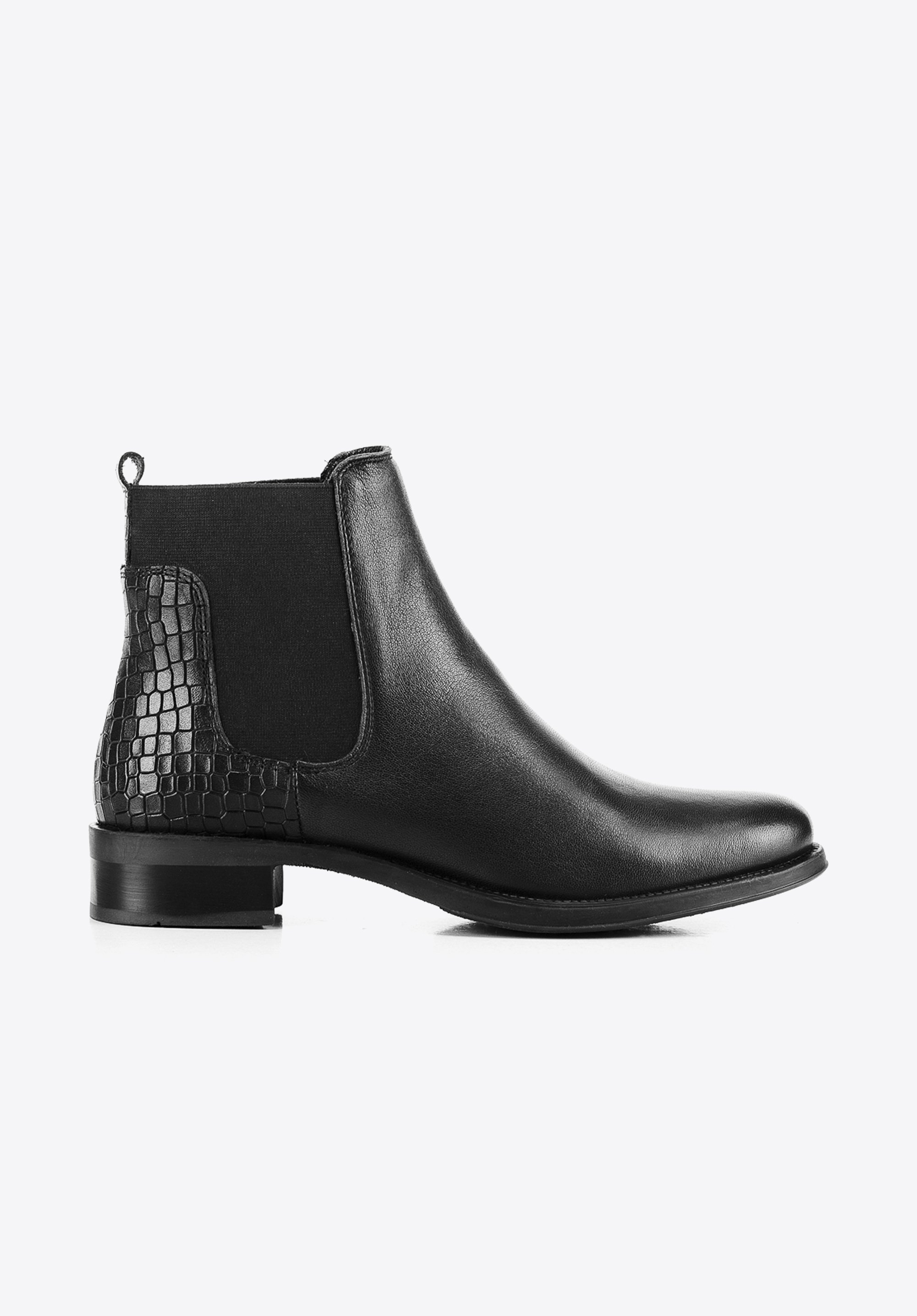 Damenstiefelette aus Leder mit Krokodilstruktur, schwarz, 91-D-301-1-36, Bild 1
