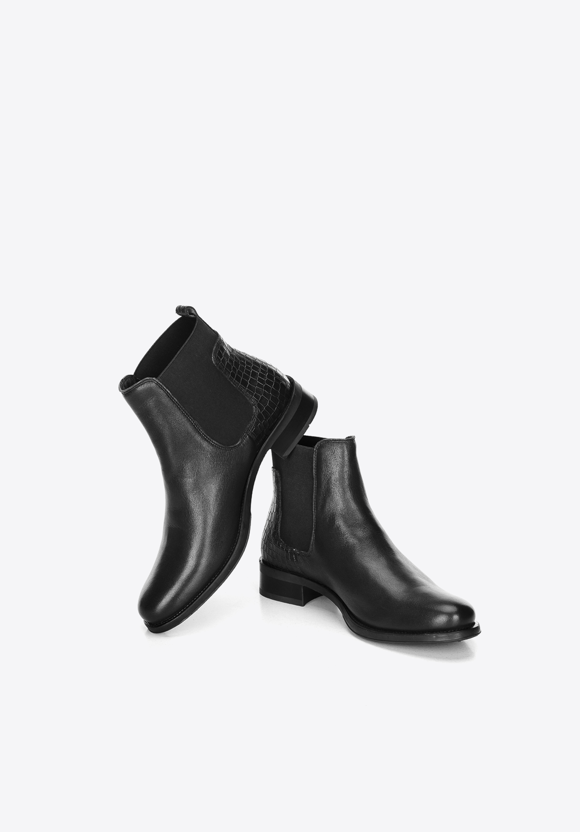Damenstiefelette aus Leder mit Krokodilstruktur, schwarz, 91-D-301-1-36, Bild 1