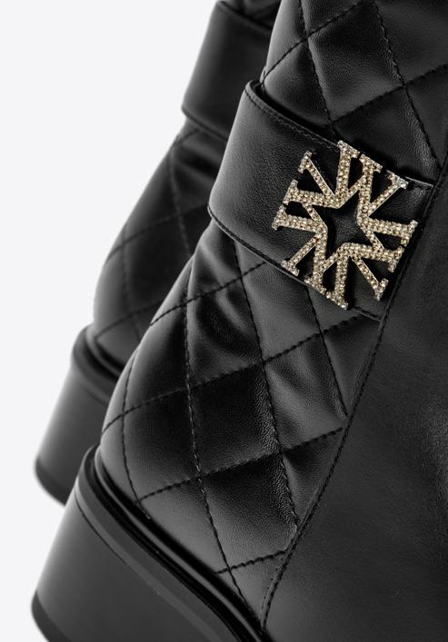 Damenstiefeletten aus gestepptem Leder, schwarz, 97-D-507-1-35, Bild 7
