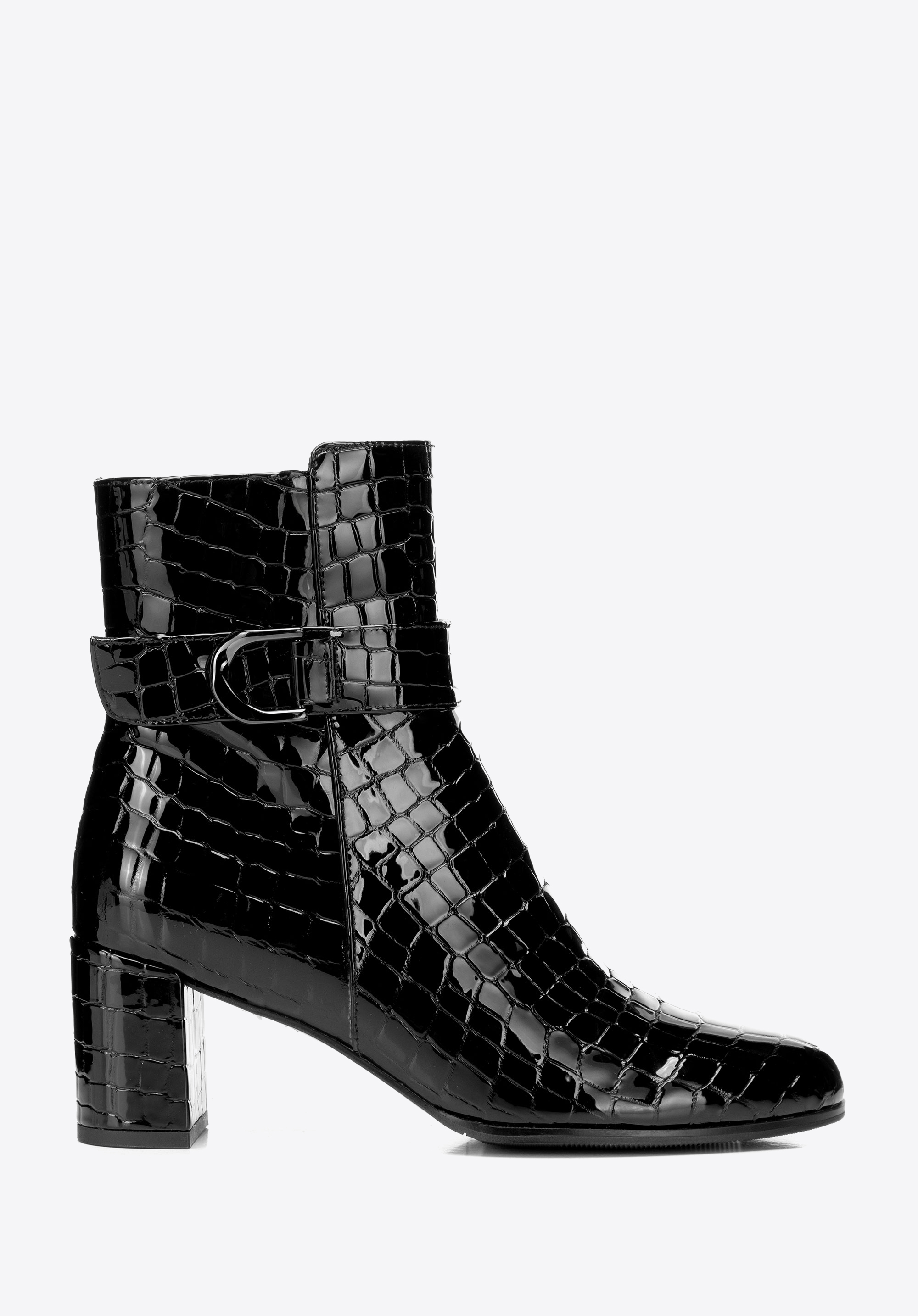 Damenstiefeletten aus Kroko-Lackleder, schwarz, 101-D-969-1-41, Bild 1