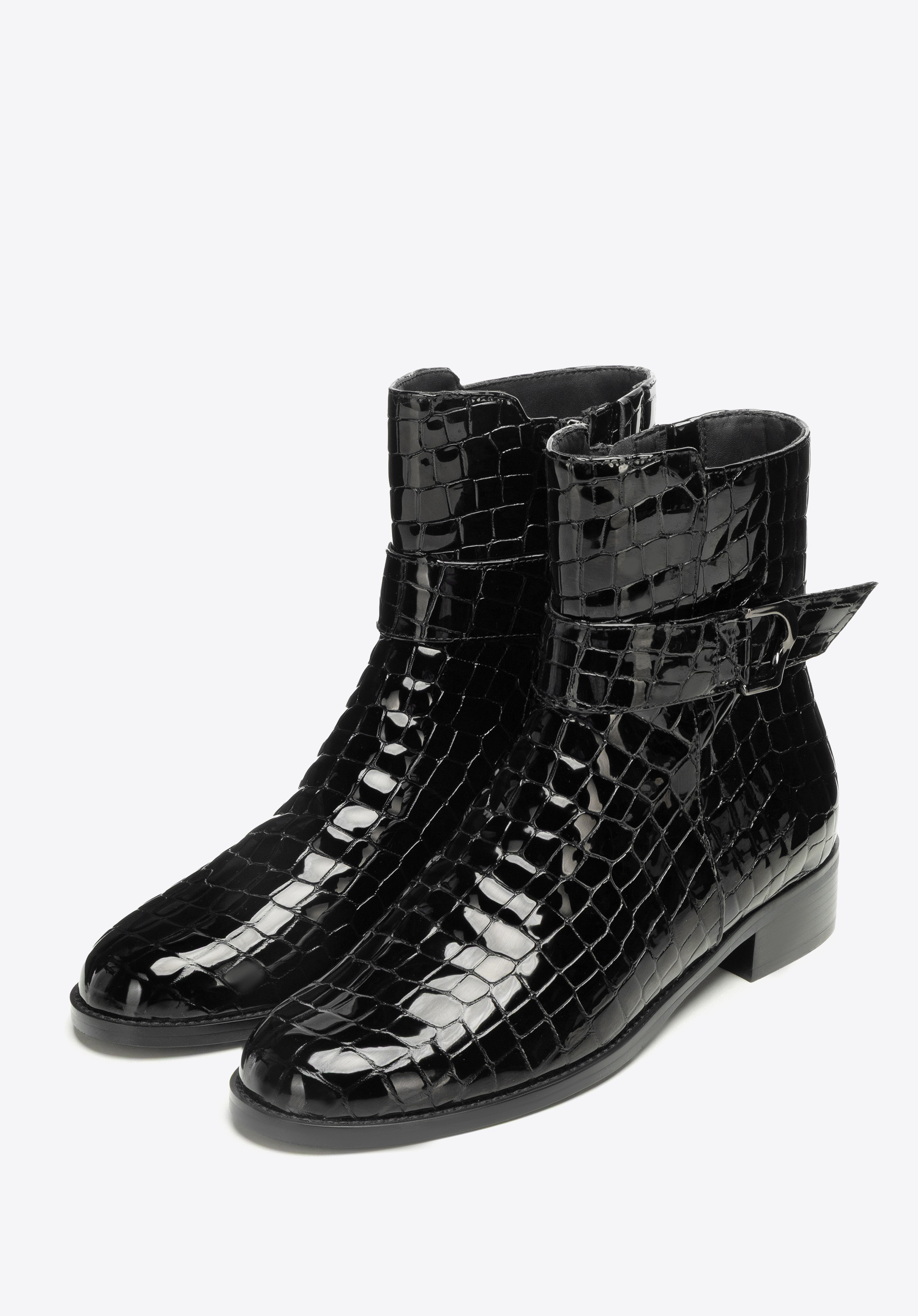 Damenstiefeletten aus Kroko-Lackleder, schwarz, 101-D-973-1-35, Bild 1