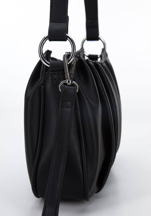 Damentasche aus gefaltetem Kunstleder, schwarz, 95-4Y-758-Z, Bild 5