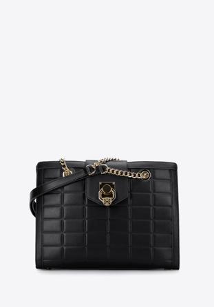 Damentasche aus gestepptem Leder, schwarz, 97-4E-614-1, Bild 1