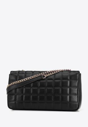 Damentasche aus gestepptem Leder, groß länglich, schwarz, 95-4E-654-1, Bild 1