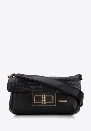 Damentasche aus Kunstleder mit großer Schnalle, schwarz, 94-4Y-524-1, Bild 1