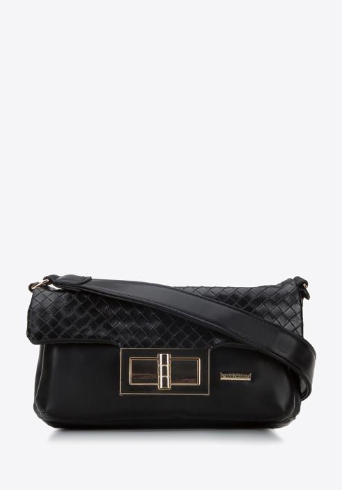 Damentasche aus Kunstleder mit großer Schnalle, schwarz, 94-4Y-524-9, Bild 1