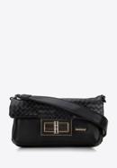 Damentasche aus Kunstleder mit großer Schnalle, schwarz, 94-4Y-524-5, Bild 1