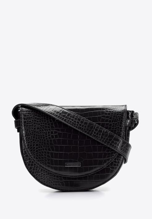 Damentasche aus Ökoleder mit Krokoprägung, schwarz, 97-4Y-770-5, Bild 1
