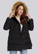 Daunenjacke für Damen mit Kapuze und Ausschnitt, schwarz, 93-9D-402-Z-3XL, Bild 2