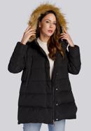 Daunenjacke für Damen mit Kapuze und Ausschnitt, schwarz, 93-9D-402-1-XL, Bild 2