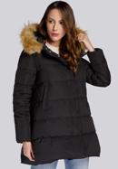 Daunenjacke für Damen mit Kapuze und Ausschnitt, schwarz, 93-9D-402-1-2XL, Bild 3