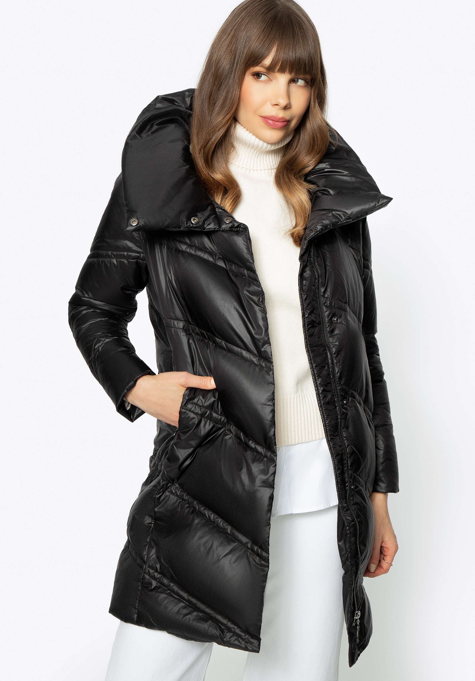 Daunenjacke mit hohem Kragen, schwarz, 95-9D-402-1-L, Bild 1
