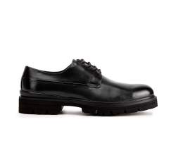 Derby-Schuhe aus Leder mit dicker Sohle, schwarz, 93-M-514-1-39, Bild 1