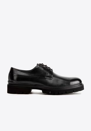 Derby-Schuhe aus Leder mit dicker Sohle, schwarz, 93-M-514-1-44, Bild 1
