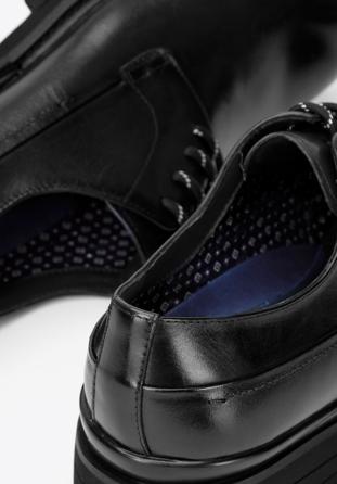 Derby-Schuhe aus Leder mit dicker Sohle, schwarz, 93-M-514-1-44, Bild 1