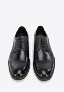 Derby-Schuhe aus Leder mit Einsatz in Lizard-Optik, schwarz, 96-M-701-4-41, Bild 2