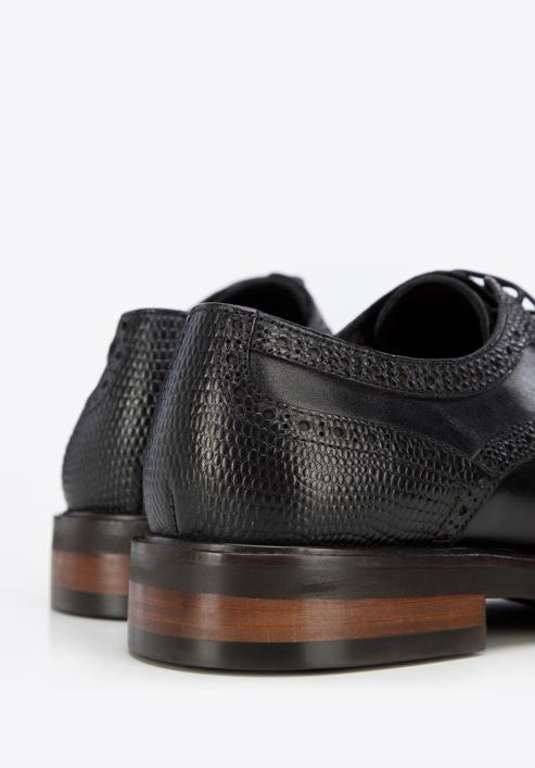 Derby-Schuhe aus Leder mit Einsatz in Lizard-Optik, schwarz, 96-M-701-1-42, Bild 7
