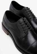 Derby-Schuhe aus Leder mit Einsatz in Lizard-Optik, schwarz, 96-M-701-1-40, Bild 8