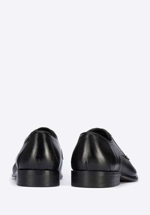 Derby-Schuhe aus Leder mit Geflecht, schwarz, 95-M-505-1-43, Bild 4