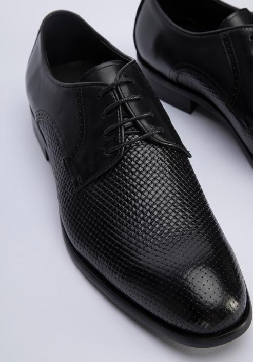 Derby-Schuhe aus Leder mit Geflecht, schwarz, 95-M-505-1-43, Bild 7
