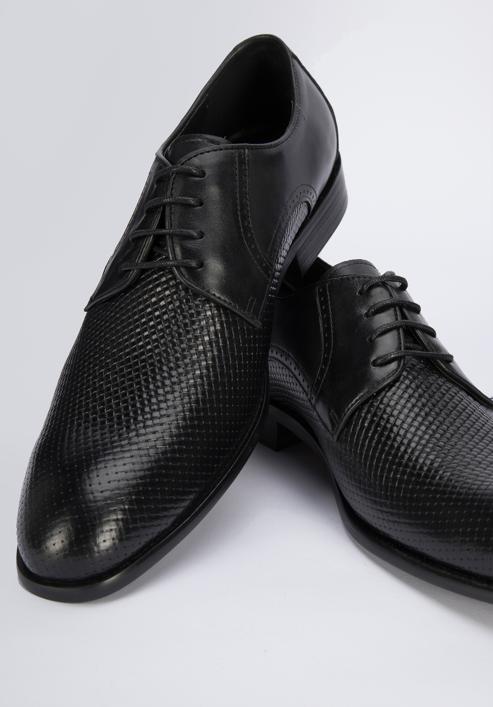 Derby-Schuhe aus Leder mit Geflecht, schwarz, 95-M-505-4-44, Bild 8