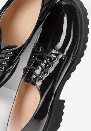 Derby-Schuhe für Damen aus Lackleder, schwarz, 93-D-950-1-36, Bild 1