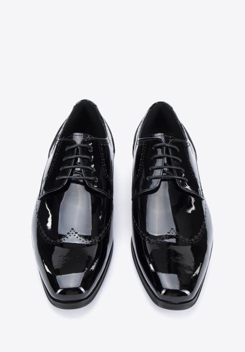 Derby-Schuhe mit dekorativem Lochmuster, schwarz, 96-M-519-1-42, Bild 2