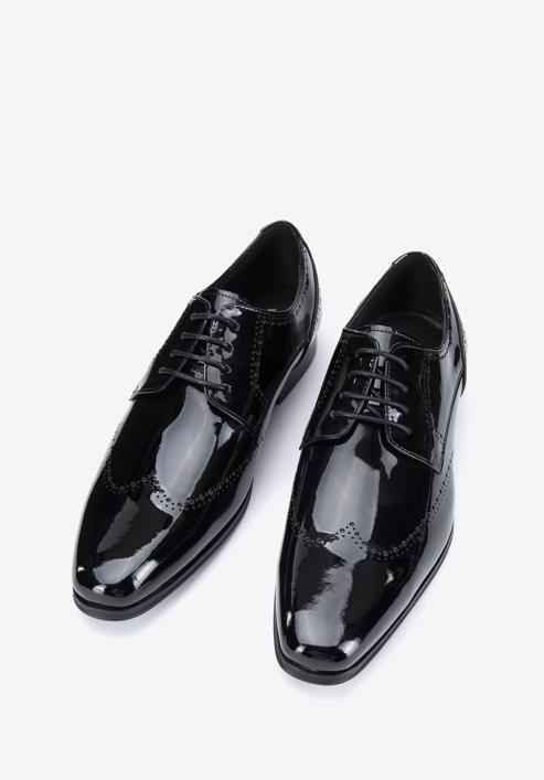 Derby-Schuhe mit dekorativem Lochmuster, schwarz, 96-M-519-1-41, Bild 3