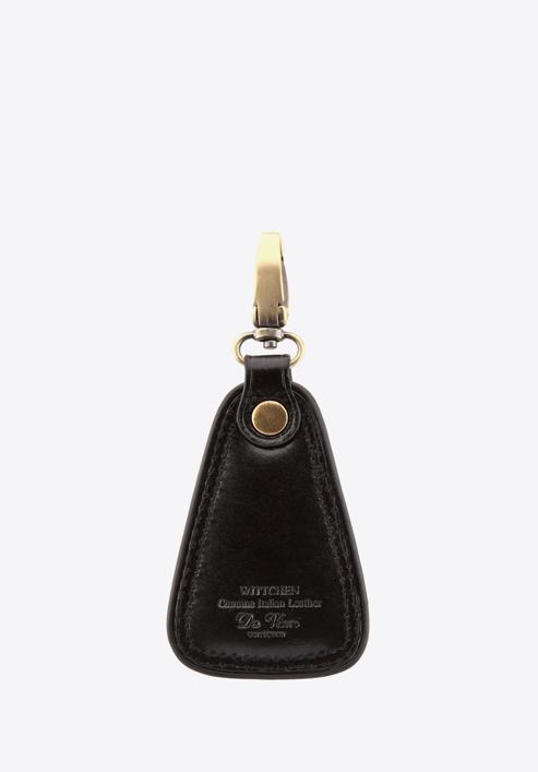 Dreieckiger Schlüsselanhänger aus Leder, schwarz, 39-2-102-3, Bild 2